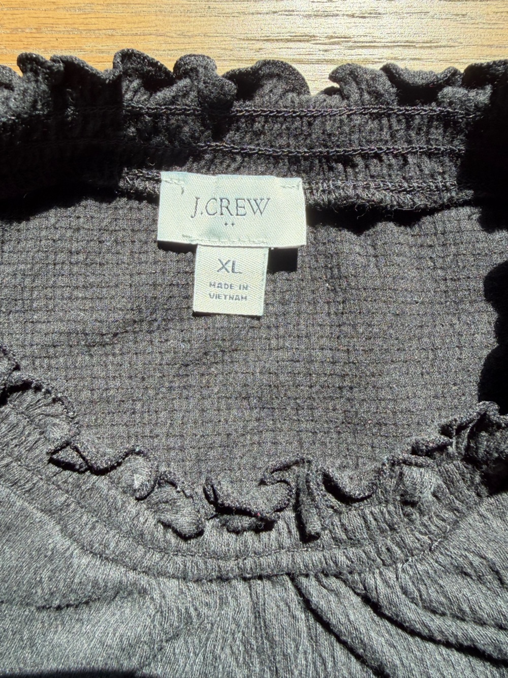 J. Crew Black Ruffle Neck Long-Sleeve Top - Picture 3 of 4